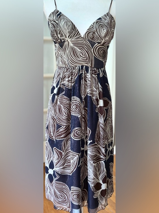 Trina Turk Dresses & Skirts - Trina Turk Silk Empire Waist Dress Brown Cream Floral Strappy Sz 8